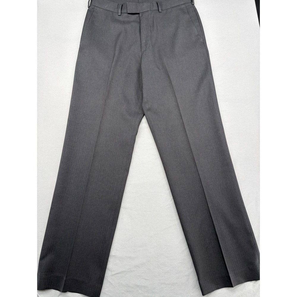 Perry Ellis Portfolio Mens 32x32 Gray Dress Pants Flat Front Straight Leg Pants